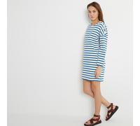 Signatures Breton Striped Dress with Long Sleeves Blue With White Stripes