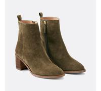 Signatures Faustine Block Heel Ankle Boots in Suede Khaki
