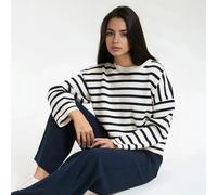 Signatures Guillaume Striped Jumper with Crew Neck Ivory / Navy Stripe