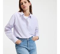 Signatures Marlène Striped Cotton Shirt Purple/White Striped