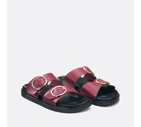 Signatures Salome Double Buckle Leather Mules burgundy