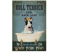 SIGNCHAT Vintage Bath Soap Bull Terrier Poster Great Gift for Dog Lover Wall Art Decoration Metal Plaque Poster Metal Sign 8X12 inches