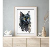 Signed by the Stars Black Cat Art Print (A4, 29.7 x 21cm, Unframed, Matte Finish, Living Room Decor)