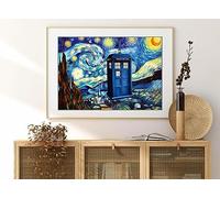 SIGNED BY THE STARS Doctor Who Print Van gough starry starry night Police Box. Dr Who Art. (A3 PRINT ONLY 42CM X 29.7CM)