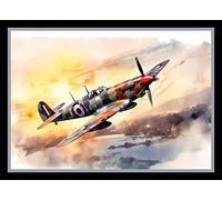 SIGNED BY THE STARS Spitfire sunset print art watercolour (A4 PRINT 29.7CM X 21CM)