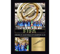 Signed Chelsea Club World Cup Winners A4 Poster Chelsea Gifts For Boys Iconic Football Wall Art for Blues Fans & Collectors Chelsea FC Gifts (Framed)