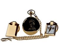 Signed Elvis Presley Gold Pocket Watch Full Hunter and TCB Keyring 24k Coated Wooden Box Presentation Case