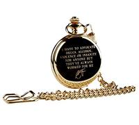 Signed Hunter S. Thompson H S Thompson 24 Carat Gold Plated Pocket Watch and Keyring Keychain Luxury Wood Case