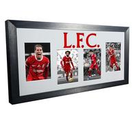 Signed Liverpool Virgil van Dijk - Darwin Nunez - Luis Diaz - Mo Mohamed Salah Autographed Signature Photo Photograph Picture Frame Football Soccer Poster Gift