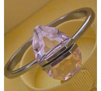 SIGNED SWAROVSKI LARGE PEAR LUCENT PINK CRYSTAL MAGNETIC BANGLE BRACELET BOXED S