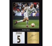 Signed Zinedine Zidane Real Madrid Gifts For Boys A4 Poster Digitally Reproduced Signiture - Iconic Football Wall Art for Fans & Collectors