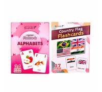 SIGNEX PRINT MEDIA Flash Card Combo for Kids - Alphabets & Country Flags | 54+ Durable Learning Flashcards | Educational Activity Cards for Toddlers, Preschool