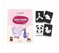 SIGNEX PRINT MEDIA Newborn High Contrast 24+ Flash Cards - Black & White Visual Stimulation Cards for 0-12 Month Baby Brain Development - Double-Sided Infant Learning Cards