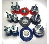 Signi 12 Pack Nylon Bristle Filament Abrasive Brush Drill Wheel and Cup Brush Set with 1/4 Inch Shank, Surface prep Remove Rust/Corrosion/Paint (2.5" Wheel, Hex Shank)