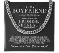 SIGNIXA To My Boyfriend Cuban Chain Necklace, Son Necklace, To My Amazing Man Cuban Link Chain Necklace, Christmas Cuban Link Chain Necklace, Gifts for Man's Birthday Christmas Anniversary, 18 Inch