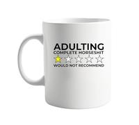 signkitsuk Adulting Complete Horseshit 1 Star Rating 11oz Ceramic Mug - Funny Coffee Cup for Humor Lovers - Sarcastic, Novelty Gag Gift for Office, Home, and Everyday Use, Fot Him or Her