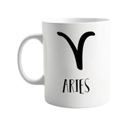 signkitsuk Aries Zodiac Star Sign 11oz Ceramic Mug - Astrological Design Featuring Symbol and Constellation, Unique Aries Horoscope Gift for Astrology Lovers and Star Sign Enthusiasts