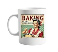 signkitsuk Because Baking Murder is Wrong Quote, Unique Present for Baking Enthusiasts, Lovers of Humour, or Anyone Who Needs a Good Laugh Funny Baking-Themed Coffee Cup with a Hilarious