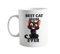 signkitsuk Best Cat Mum Ever 11oz Mug - Funny Kitten Lover Coffee Mug, Great Gift Pet Owners, Unique Birthday, Valentines or Mother's Day Present, Present for Him or Her
