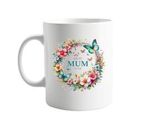 signkitsuk Best Mum Ever Beautiful Floral Wreath Design 11oz Ceramic Mug - A Thoughtful Gift for Mother's Day, Birthdays, or Just Because