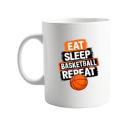 signkitsuk Eat Sleep Basketball Repeat - Funny 11oz Coffee Mug for Basketball Players, Coaches, and Fans - Unique Basketball-Themed Gift for Men, Women, and Teens Who Love The Game