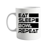 signkitsuk Eat Sleep Bowl Repeat - Funny Bowling Mug for Sports Enthusiasts and Hobbyists | Unique 11oz Coffee Cup for Bowlers Who Love Strikes and Spares | Fun Gift for Bowling League Players