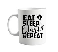 signkitsuk Eat Sleep Dart Repeat 11oz Mug - Humorous Darts-Themed Coffee Cup for Dart Players, Gift for Him or Her, Birthday Present for Darts Enthusiasts, Office Tea Mug
