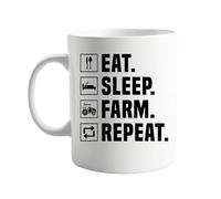 signkitsuk Eat Sleep Farm Repeat - Funny Farming Coffee Mug - 11oz Ceramic Farmer Gift - Agriculture Lover Present - Unique Cup for Hardworking Farmers - Farm Life Enthusiast Drinkware