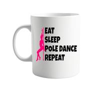 signkitsuk Eat Sleep Pole Dance Repeat - Funny Pole Dancing Mug for Dancers, 11oz Coffee Cup for Aerialists, Gymnasts, Fitness Enthusiasts, Unique Gift for Friends, Performers, and Studio Lovers
