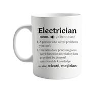 signkitsuk Electrician Definition Mug - Funny Sarcastic Coffee Mug for Electricians, Electrical Engineers, Linemen, and Apprentices - 11oz Ceramic Cup - Gift for Birthdays, Holidays, or Just Because