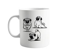 signkitsuk Funny Pugs Doing Yoga 11oz Coffee Mug - Cute and Quirky Dog Lover Gift for Birthdays, Christmas, or Any Occasion - Ceramic Tea Cup with Adorable Yoga Pugs Design