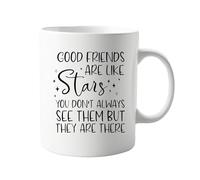 signkitsuk Good Friends are Like Stars - 11oz Coffee Mug, Thoughtful Gift for Friends, Meaningful Present for Best Friends, Long-Distance Friendship Keepsake, Motivational Quote