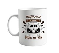 signkitsuk Happiness is Found Inside My Van 11oz Mug - Funny Campervan Coffee Cup for Van Life Enthusiasts, Road Trip Lovers, Camping Fans, Travel-Themed Gift for Him or Her, Ceramic Tea Cup