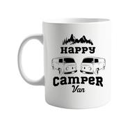 signkitsuk Happy Camper Van 11oz Mug - Funny Camping Coffee Cup for Van Life Enthusiasts, Outdoor Adventure Lovers, Campervan Owners - Fun Travel Gift for Him or Her