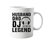 signkitsuk Husband, Dad, DJ, Legend 11oz Coffee Mug - Gift for Men, Unique Present for Fathers, Husbands, and Music Lovers, Funny Ceramic Tea Cup for DJs and Party Kings