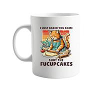 signkitsuk I Baked You Some Shut The Fucupcakes Mug - Funny Cat Baking Design, 11oz Coffee Mug for Cat Lovers, Hilarious Gift for Baking Enthusiasts, Fun Office or Kitchen Decor