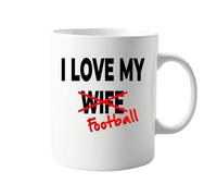 signkitsuk I Love My Wife X Football Mug - Fun Footy Cup for Your Loved One, Great Gift Idea for Sports Enthusiasts, Christmas or Birthday Present for Football Fans