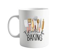 signkitsuk I'd Rather Be Baking 11oz Ceramic Coffee Mug - Fun and Sassy Mug for Bakers and Baking Enthusiasts, Unique Present for Birthdays, Holidays, or Special Occasions