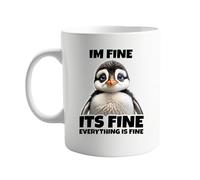 signkitsuk I'm Fine, It's Fine, Everything is Penguin Mug - 11oz Funny Silly Coffee Mug - Hilarious Gift for Work, Friends, or Home - Joke Themed Coffee Mug, Present for Him or Her
