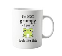 signkitsuk I'm Not Grumpy, I Just Look Like This - Funny Frog Design 11oz Mug, Humorous Coffee Cup for Home and Office, Ideal for Frog Lovers, Unique Ceramic Mug with Quirky Saying