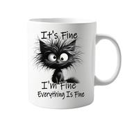 signkitsuk It's Fine I'm Fine Everything is -Funny Grumpy Cat Mug - White Ceramic Coffee Cup - Gift for Valentines, Birthdays, and Special Occasions