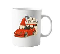 signkitsuk Merry Driftmas Gonk Mug for Car Lovers, Drifting Enthusiasts and Christmas Fans - Funny Festive Drift Mug Featuring Adorable Nordic Gonk Driving Classic MX5 Roadster Secret Santa Under £10
