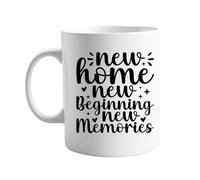 signkitsuk New Home, New Beginning, New Memories 11oz Coffee Mug - Ideal for Celebrating a Fresh Start, Special Occasions, and Beginnings - A Thoughtful Present for Housewarming or Any Milestone