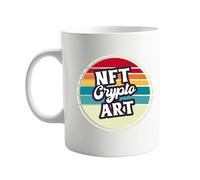 signkitsuk NFT Crypto Art 11oz Ceramic Coffee Mug - Retro Digital Art Design - Funny Crypto Mug for Blockchain Enthusiasts, Cryptocurrency Fans & Tech Lovers - Coffee & Tea Cup for Home or Office