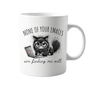 signkitsuk None of Your Emails are Finding Me Well 11oz Mug - Hilarious Cat Design for Coffee Lovers, Funny Office Mug, Gift for Cat Lovers, Ideal for Stress Relief and Humor Enthusiasts