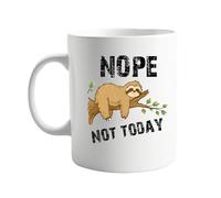 signkitsuk Nope Not Today Sloth Design 11oz Mug - Funny Coffee Mug for Sloth Lovers - Gift for Women, Men, and Animal Enthusiasts - Ceramic Tea Cup for Home or Office, Present Fot Him or Her