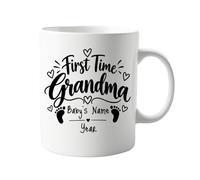 signkitsuk Personalised First Time Grandma Mug - New Grandma Gift with Baby's Name and Year - First Time Grandmother Coffee Cup - Pregnancy Announcement Gift - Baby Reveal Present - 11oz Ceramic Mug