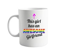 signkitsuk This Girl Has an Awesome Girlfriend Mug - Funny Coffee Mug for Girlfriend - 11oz Ceramic Cup - Cute LGBTQ+ Gift for Her, Couples, Anniversary or Just Because