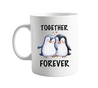 signkitsuk Together Forever Penguin Design 11oz Ceramic Mug - Cute Coffee or Tea Cup for Animal Lovers, Unique Couples Gift, Dishwasher and Microwave Safe, Ideal for Home, Anniversary Present