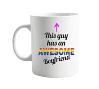 signkitsuk Valentines Gift This Guy Has an Awesome Boyfriend 11oz Mug - Funny Ceramic Coffee Cup for Gay Couples, LGBTQ Pride Gift, Relationship Humour, Dishwasher & Microwave Safe, for Him